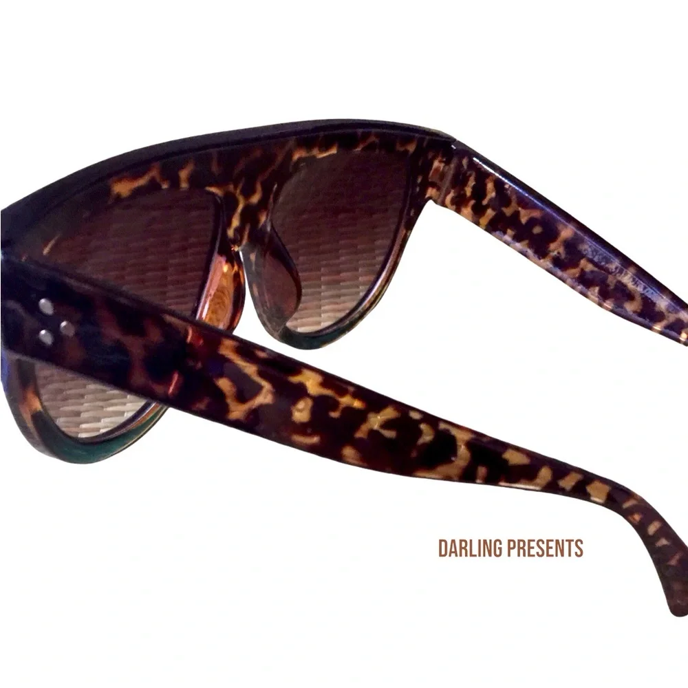 Tortoise Shell Flat Top Sunglasses Women Color Black & Brown